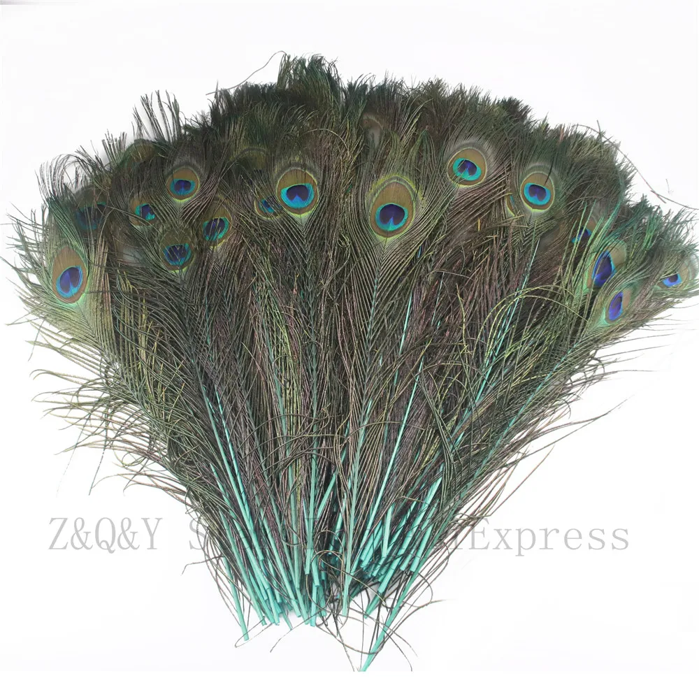 

50-100PCS Natural 40-50CM (16-20 inches) Peacock Feather Dyed Mint Green DIY Decoration Craft Jewelry Accessories Feather