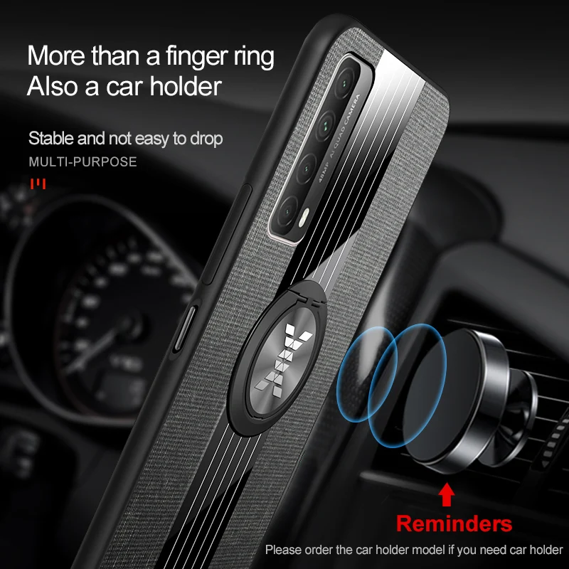 Бронированный чехол для Huawei P Smart 2021 металлический кожаный с магнитным кольцом Y7A