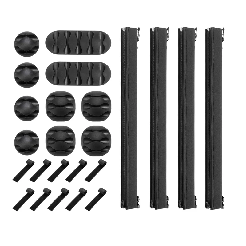 

24Pcs Cable Organizer Set Cable Sleeves with Reusable Wire Perfect for TV Computer Home Office Desk Cable Management