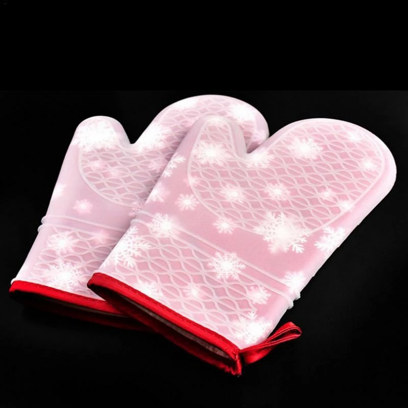 

Christmas Silicone Cloth Gloves Microwave Silicone Printing Gloves Insulated Gloves Kitchen Oven Baking Tools Gloves