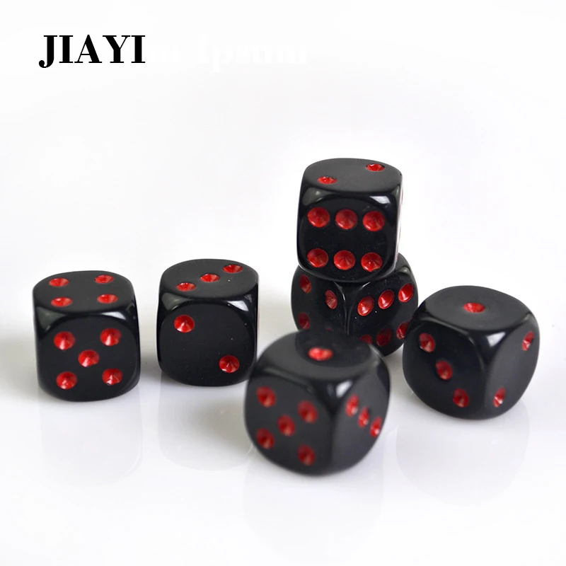 Набор игральных костей для казино JIAYI, цвет: красный, черный, цифровая доска для азартных игр, 6 сторон, для покерной вечеринки, 16 мм