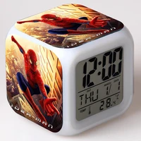 hot disney spiderman digital clocks anime figures christmas colorful lights led alarm clock kids toys children birthday gifts