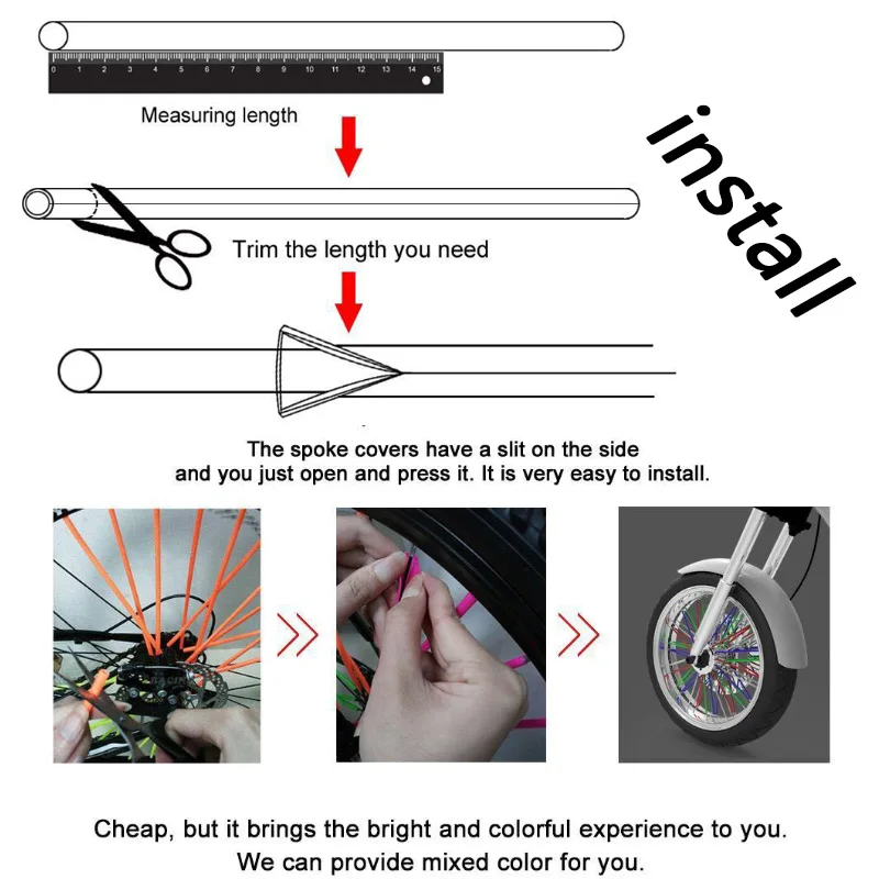 

72 Pcs Universal Motorcycle Wheel Rim Cover Spoke Skins Wrap Tubes Decor Protector Dirt Bike Accessories Red Blue Black Orange