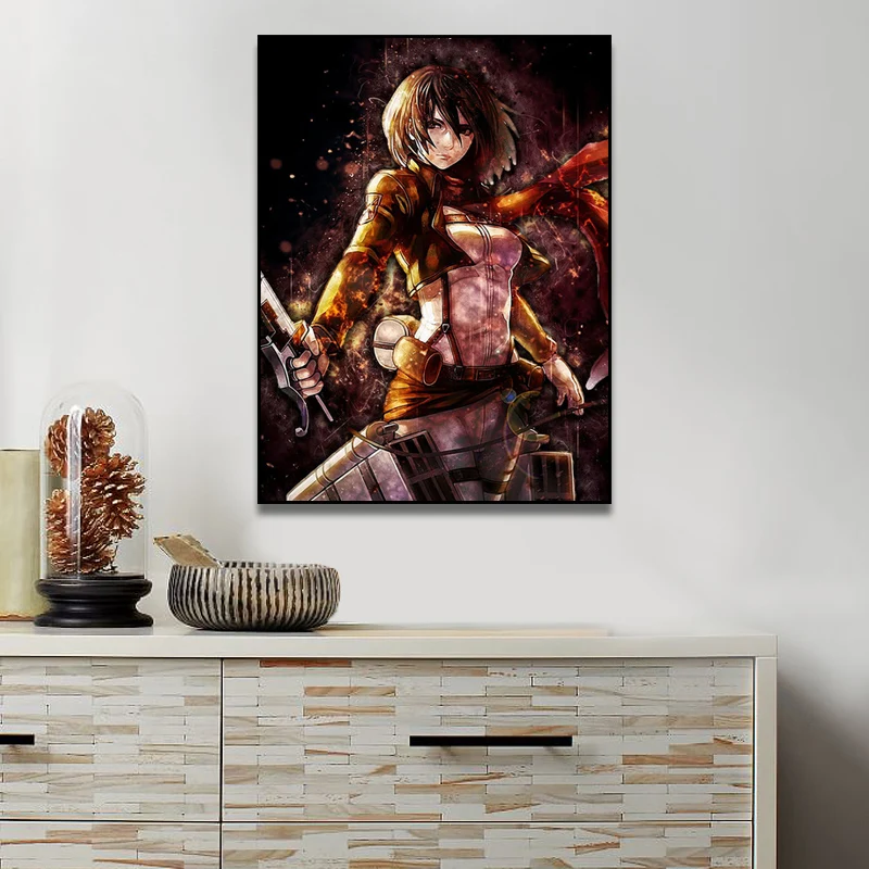 

HD Prints Attack on Titan Poster Wall Art Mikasa Poster Home Decoration Bedroom Bedside Background Modular Japan Anime Pictures