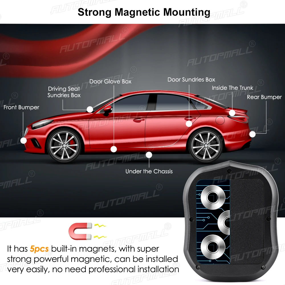 $89.99 AUTOPMALL Car GPS Tracker 4G TKSTAR TK905 B 10000mAh Magnetico 4G GPS Tracker Car Waterproof Shake Alarm Free APP