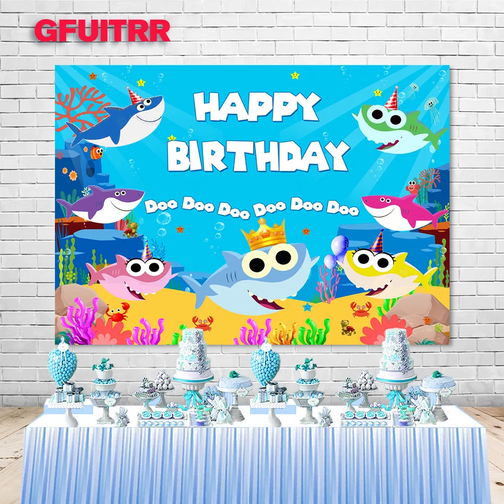 GFUITRR морская Акула Фотография фон Дети День рождения ребенка душ подводный мир