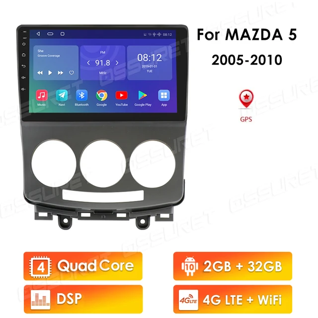 Автомагнитола 2 din для Mazda 5 10,0 2005, 4G LTE, 2 Гб + 32 ГБ, Android 2010, радио, мультимедийный видеоплеер, навигация, GPS