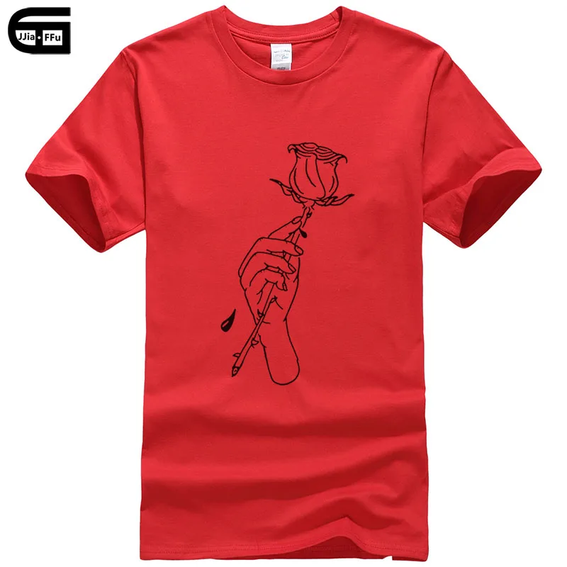 Новая летняя футболка с розами Мужская в стиле хип-хоп из хлопка коротким рукавом