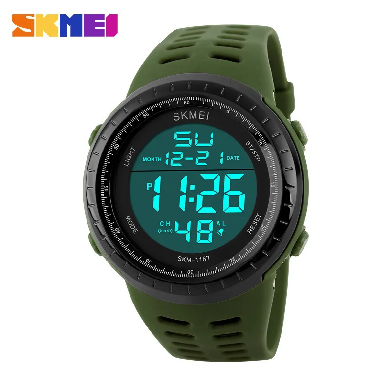 

SKMEI1167 outdoor sports fashion silicone tape watch large dial multi-function water Shi Ying men's watch