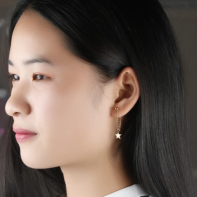 Модные висячие серьги в виде морской звезды цепочка оранжевые подвески