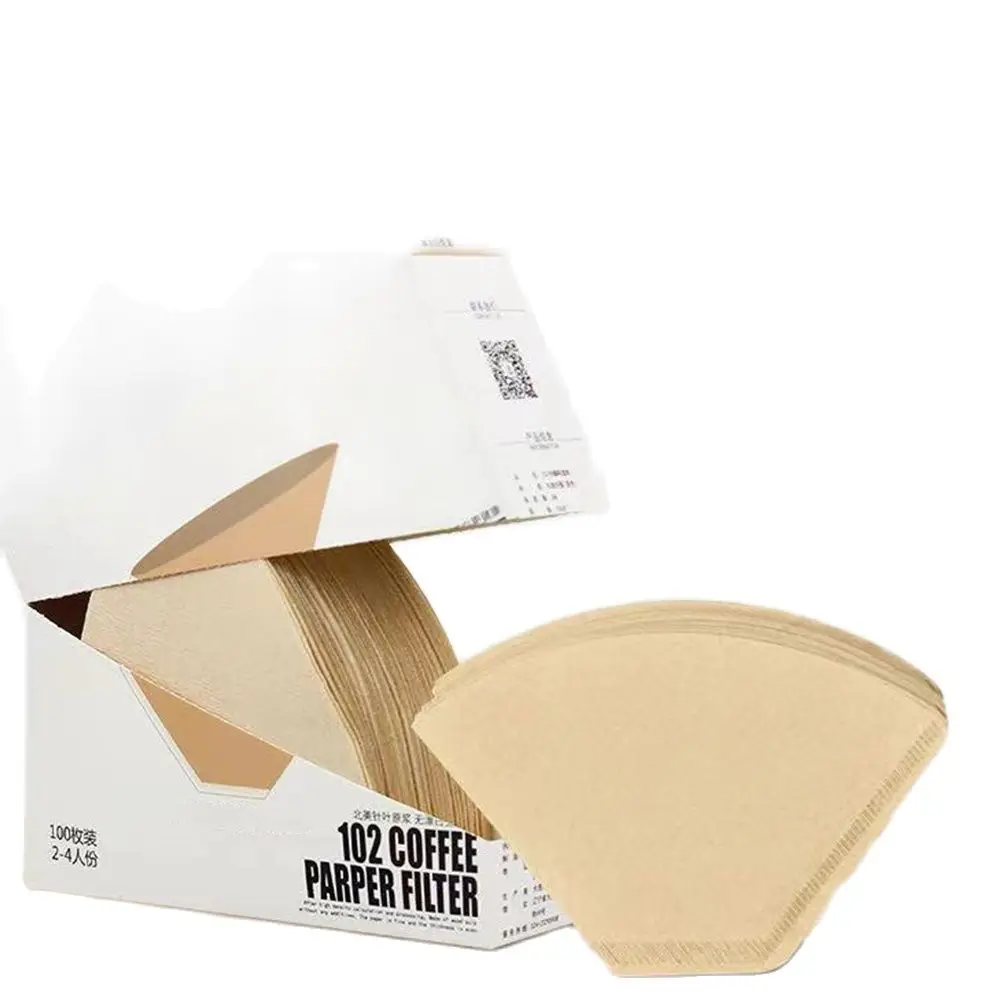 

40/80/100 PCS New Wooden Hand V60 Drip Paper Coffee Filter 102 coffee strainer Bag Espresso Tea Infuser Accessories