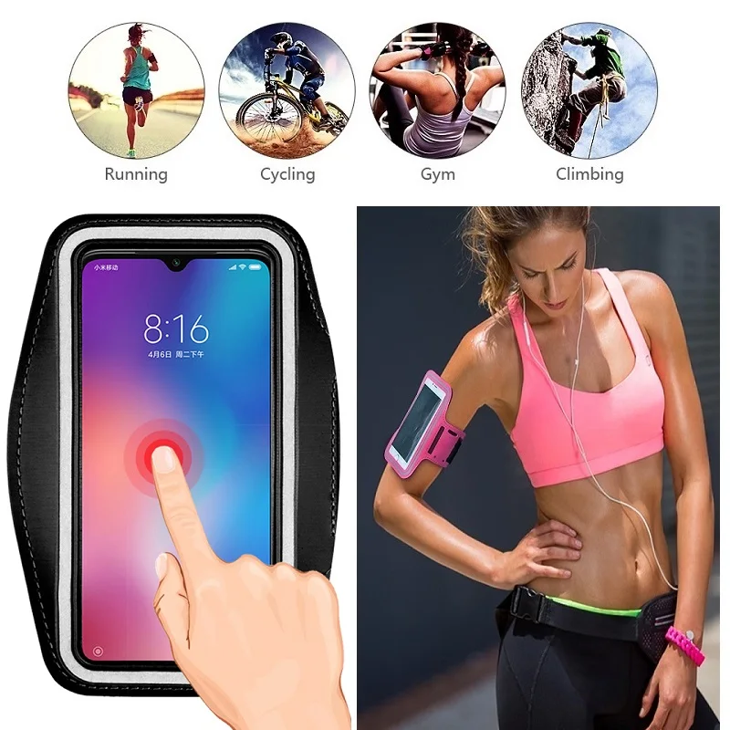 Сумка для бега чехол телефона Xiaomi Pocophone F1 Mi A3 A2 Lite 9T 9 Pro 8 SE спортивной сумки и