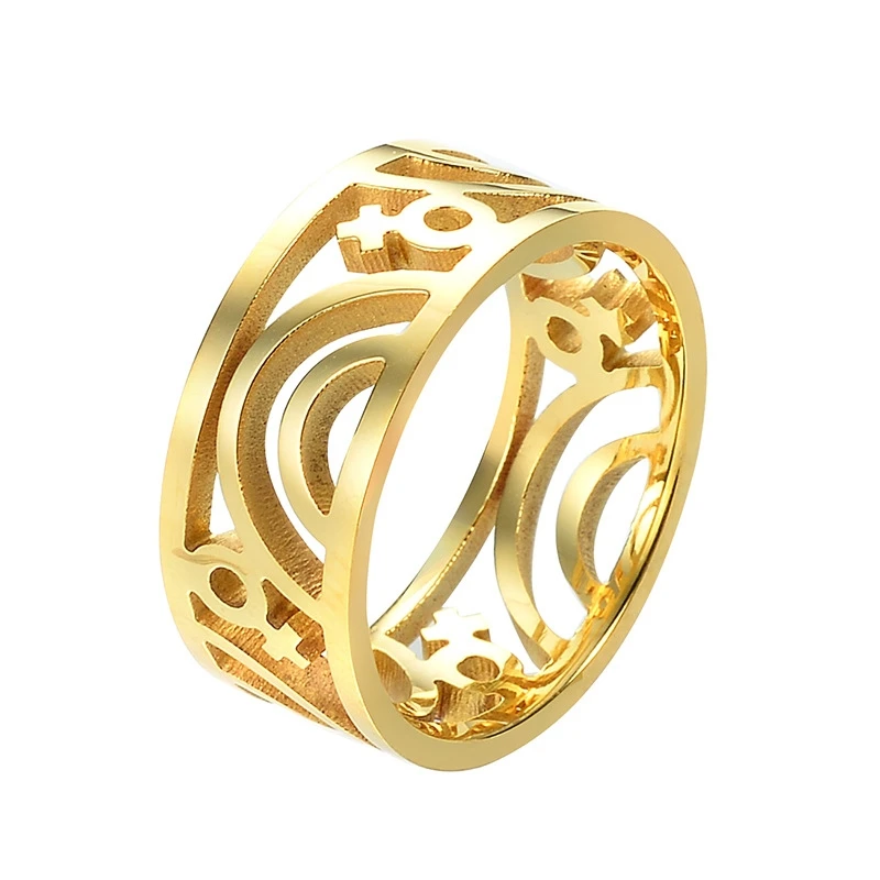 MIQIAO Gold Plated Stainless Steel Lesbian Gender Symbol Couple Hollow Rings for Women Gift Fashion Jewerly Boho Anillo Anillos | Украшения