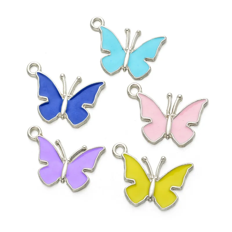 

10pcs Butterfly Pendants Colourful Enamel Butterfly Charm Small Animal Findings DIY Jewellery Supplies