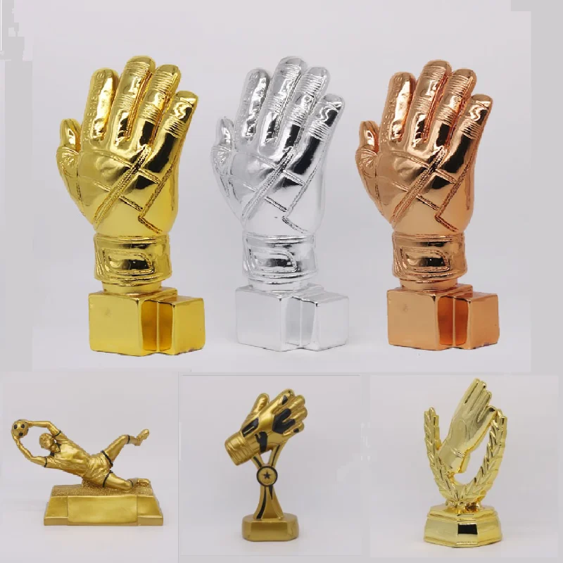 

26cm High Football Soccer Award Trophy Gold Plated Champions Award Shoe Boot League Souvenir Cup Gift Goalkeeper Gloves Trophy