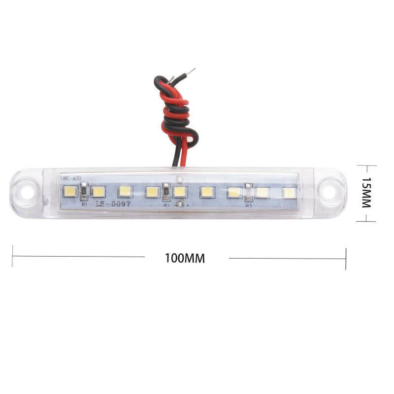 10pcs White 9 LED Car Side Lights Marker Tail Turn Signal Lamp Waterproof Indicator Trailer Truck Light System | Автомобили и