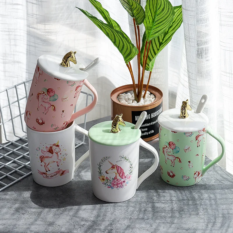 

Gold Unicorn Ceramic Cup Korean Men And Women lovers Cup Office Coffee Cup Mug
