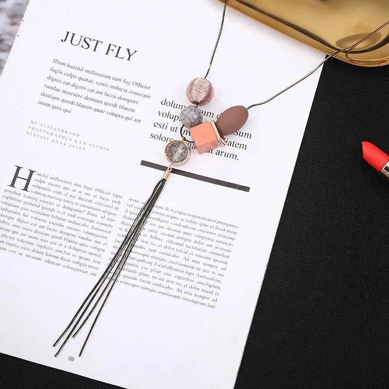 Модное ожерелье цепочка на свитер для женщин и девушек Длинные ожерелья с