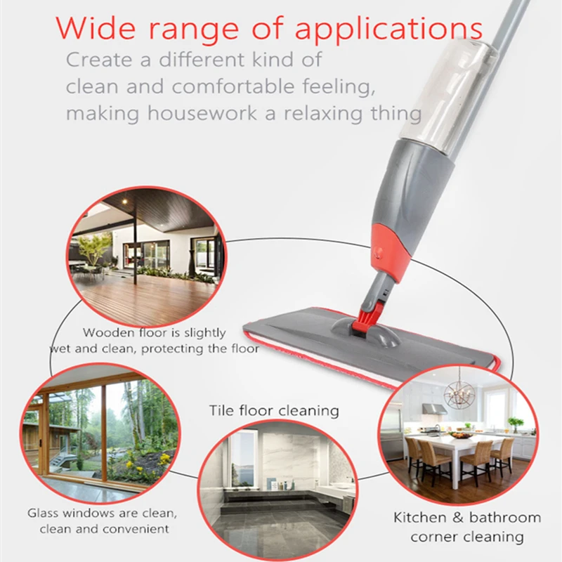 Швабра с многоразовыми накладками из микрофибры ручка 360 градусов для пола кухни