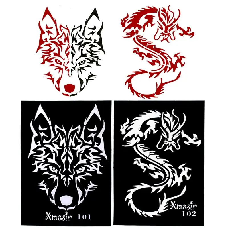 4 шт. трафареты для татуировок мужчин и женщин|Трафареты татуировок| |