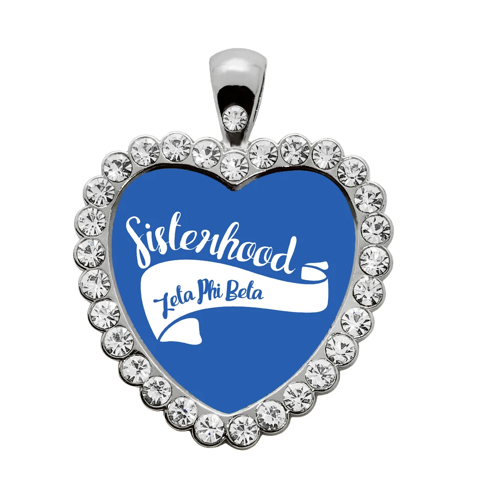 

Clear enamel mirror metal ZETA PHI BETA sisterhood heart-shaped sticker charm sorority society symbol jewelry crystal pendant