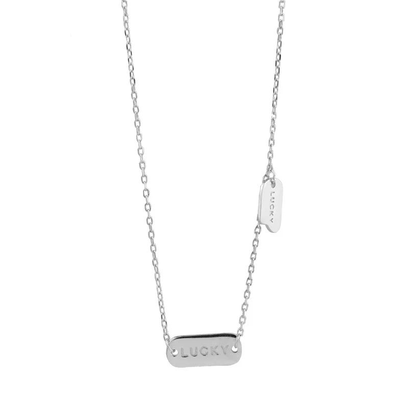 

Gold silver necklace with lucky Letters quare necklace simple temperament clavicle chain jewelry for fashion female
