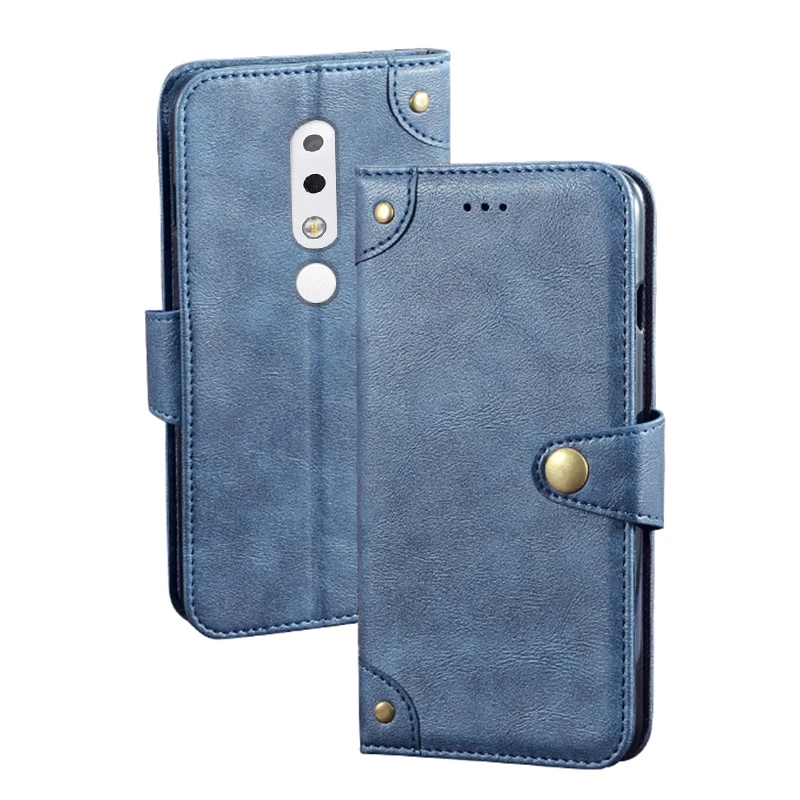 Деловой кожаный чехол для Nokia 6 1 Plus роскошный винтажный флип-бумажник TA-1103 ретро