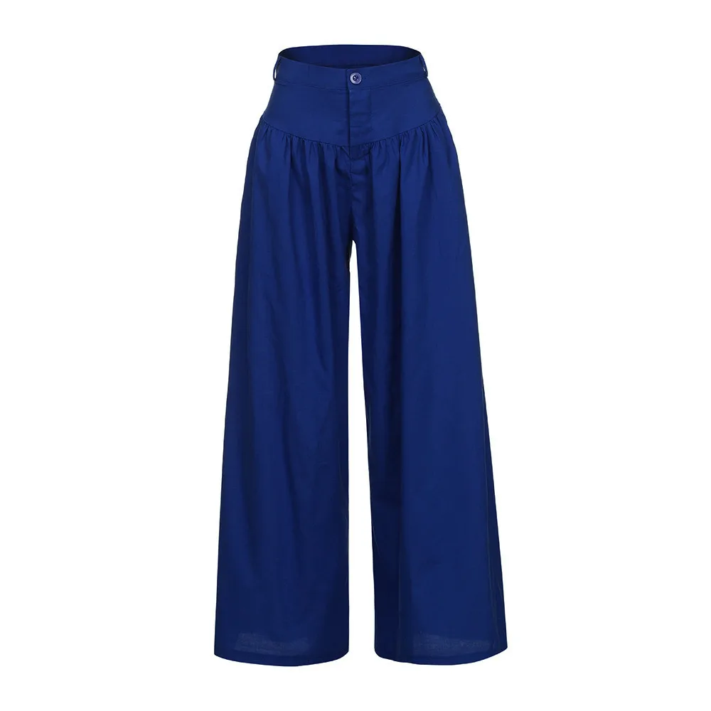 

Women Fashion High Quality Casual Soft Pantalon Wide Legs Pants Casual High Waist Trousers Plus Sizes Pants 2.20