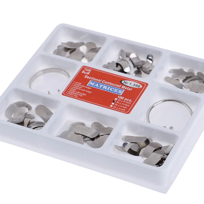 

100pcs 40pcs Silicone add- on Wedges Rubber Dental material New Dental Matrix Full kit Sectional Contoured Metal Matrices