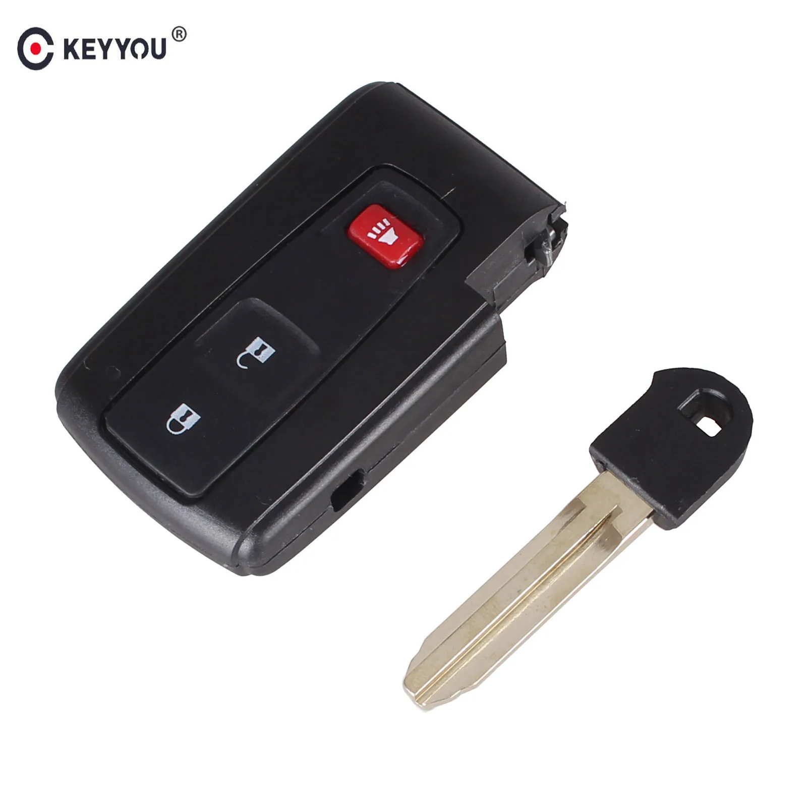 

KEYYOU Good Quality 3 Buttons Remote Smart Car Key Shell Case Fob Cover For Toyota Prius 2004-2009 Toy43 Uncut Blade