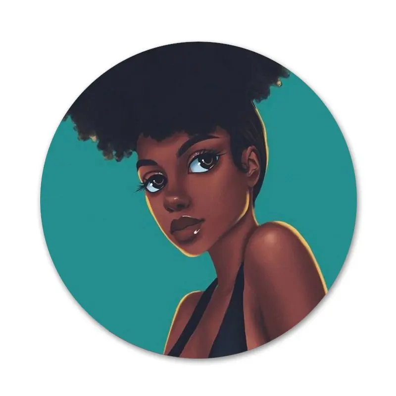 

58mm Colorful african girl art Badge Brooch Pin Accessories For Clothes Backpack Decoration gift