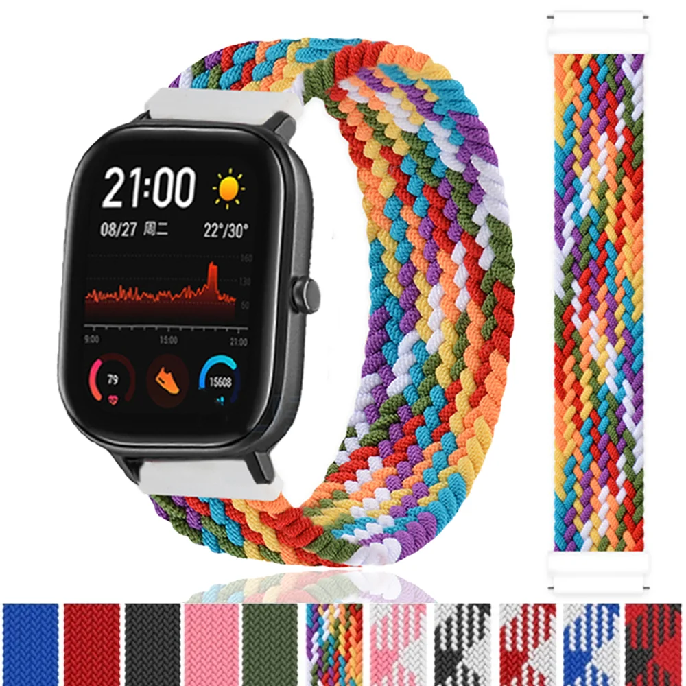 Плетеный соло петля ремешок для Xiaomi Amazfit Bip Bit/Gts2 Pace Gtr 42/46 мм smartwatch GTR/GTS 47 42 Браслет
