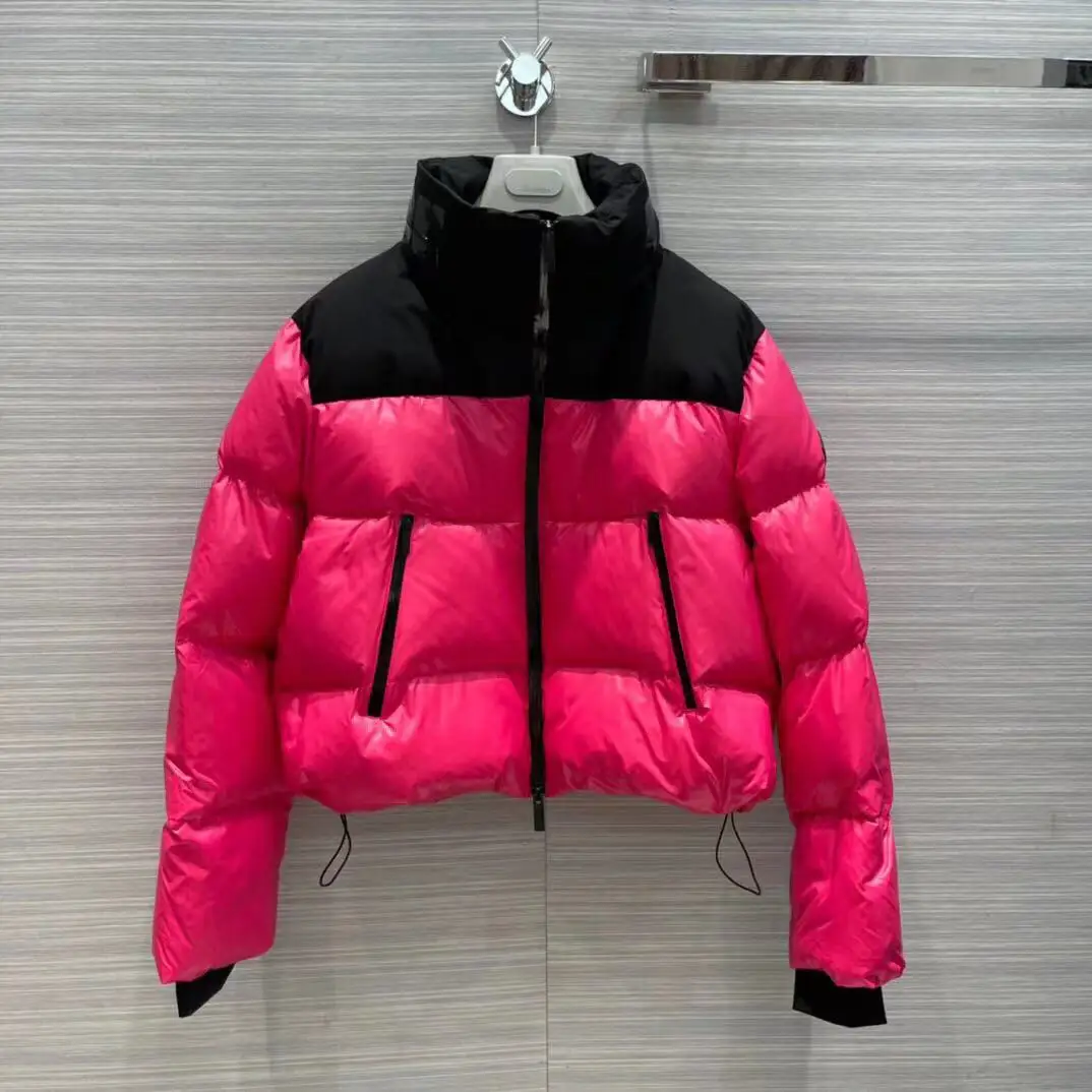 

21 autumn and winter fashionable contrast color short down jacket 90 white duck down stand-up collar warm ski bread jacket