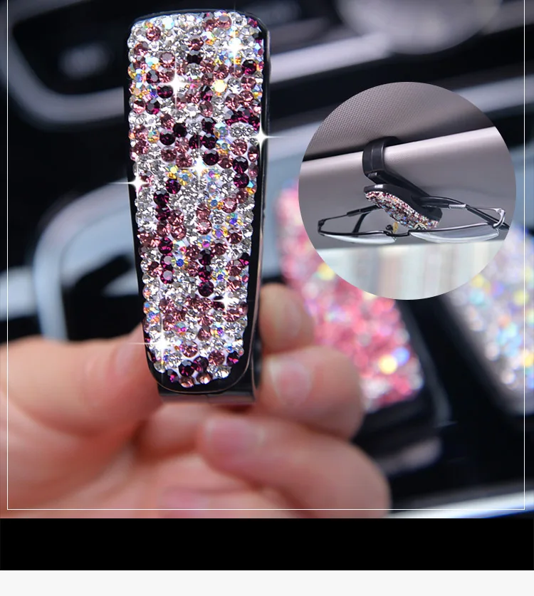 

Car Glasses Clip Multifunctional Cute Diamond-studded Car Car with Car Sun Visor Sunglasses Holder Bill Holder
