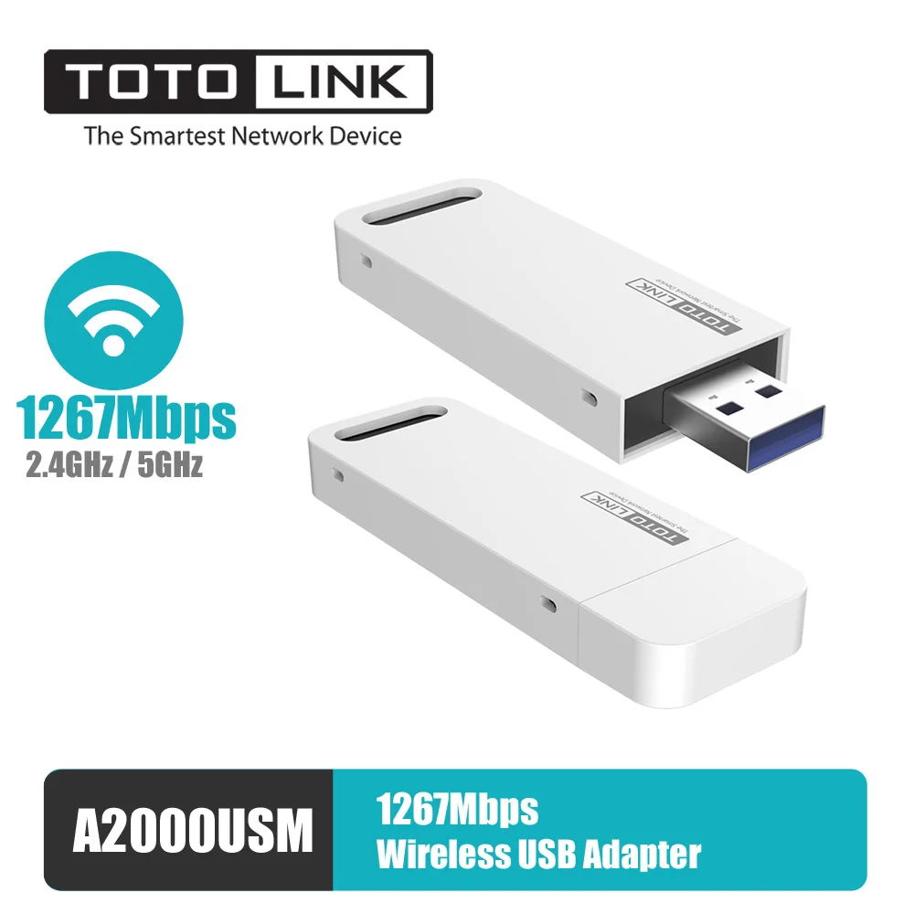 Buy TOTOLINK A2000USM Wireless USB3.0 Adapter 1267Mbps 2.4GHz/5GHz 802.11AC on