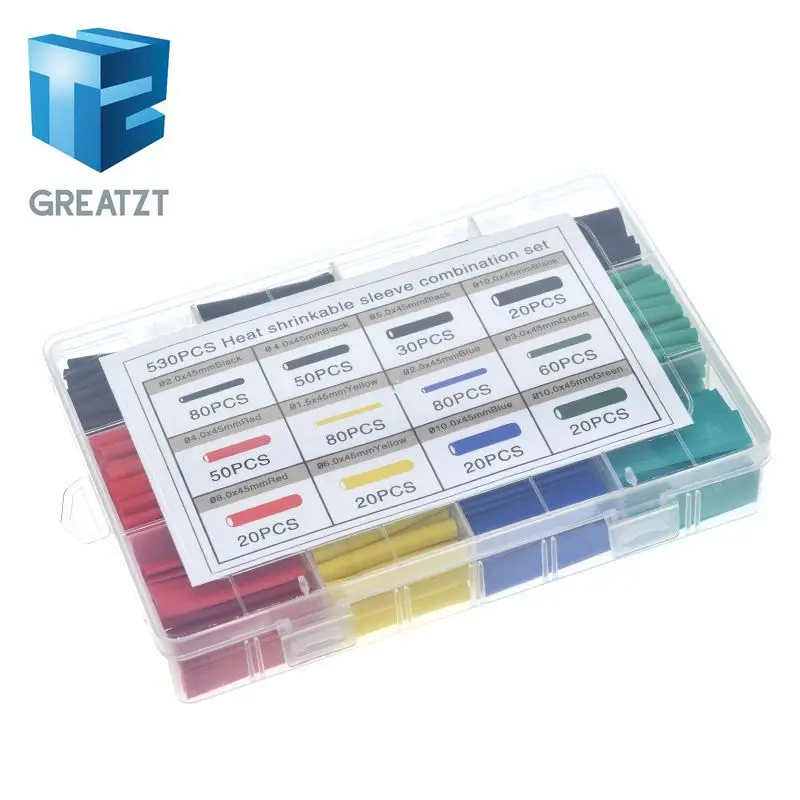 530 шт. термоусадочные трубки изоляционные ассортимент электронные полиолефина