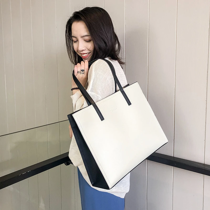 Новинка женская сумка Большая вместительная на плечо простые кожаные сумки