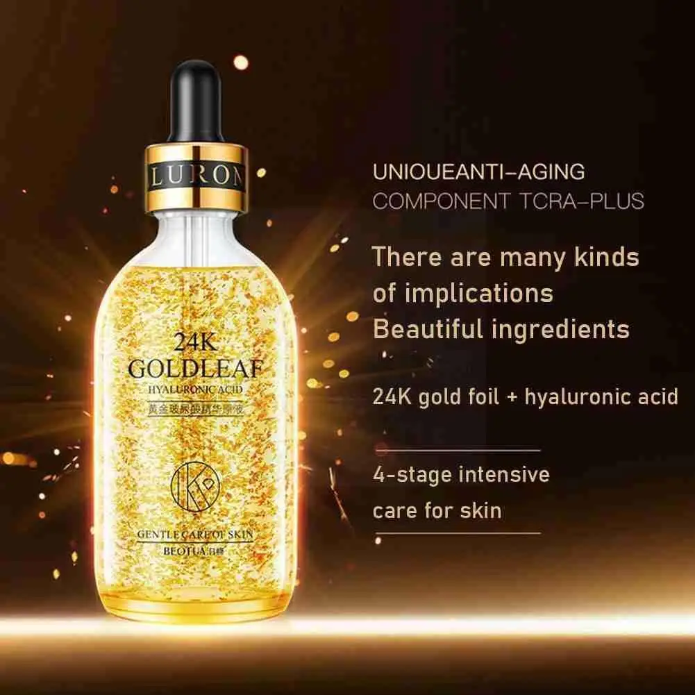 

24K Gold Hyaluronic Acid Face Essence Deep Penetration Moisturizing Aging Anti Serum Highly 24K Firm 50/100ml Skin Golden V5I6