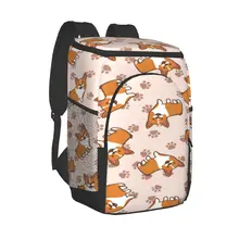 Large Cooler Bag Thermo Lunch Picnic Box Cartoon Corgis Dogs Insulated Backpack Ice Pack Fresh Carrier Thermal Shoulder Bag