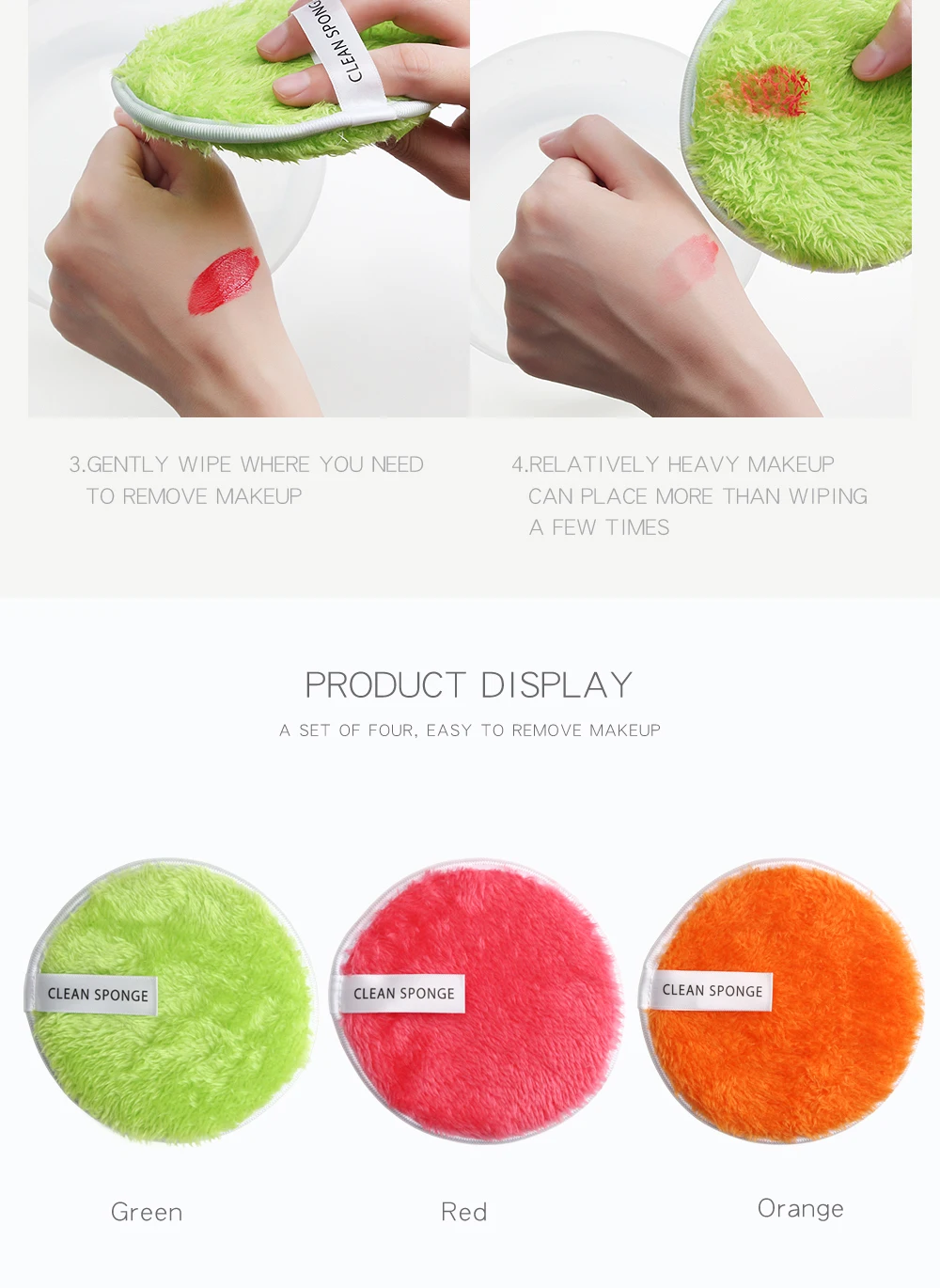4Pcs Microfiber Makeup Remover Towel With Bag Face Plush Puff Reusable Cleansing Cloth Pads Natural Soft Cleaner Makeup Tools