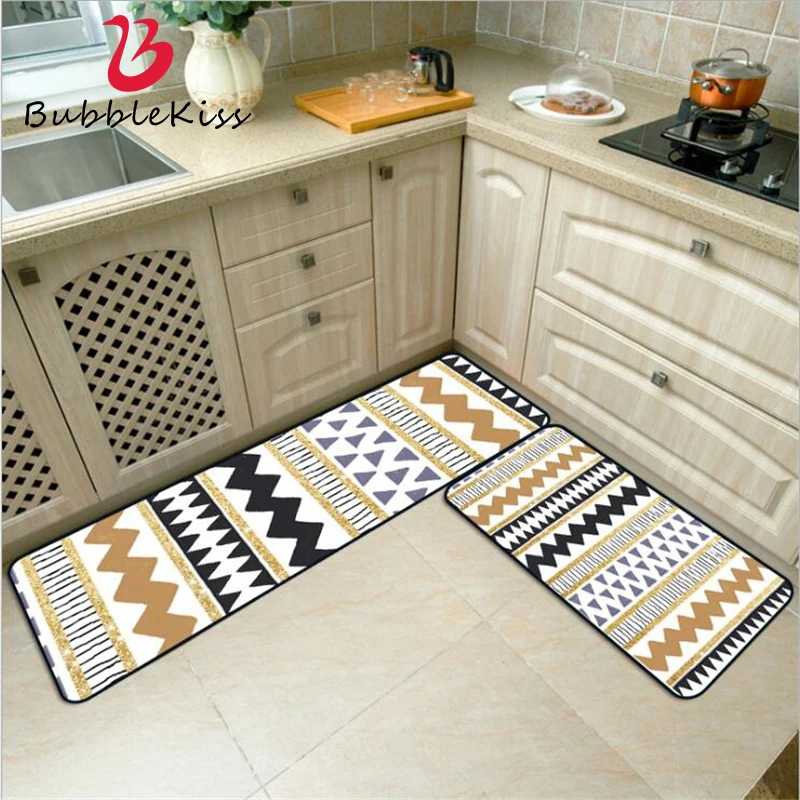 Скандинавский стиль геометрический модный рифленый полосатый коврик для кухни