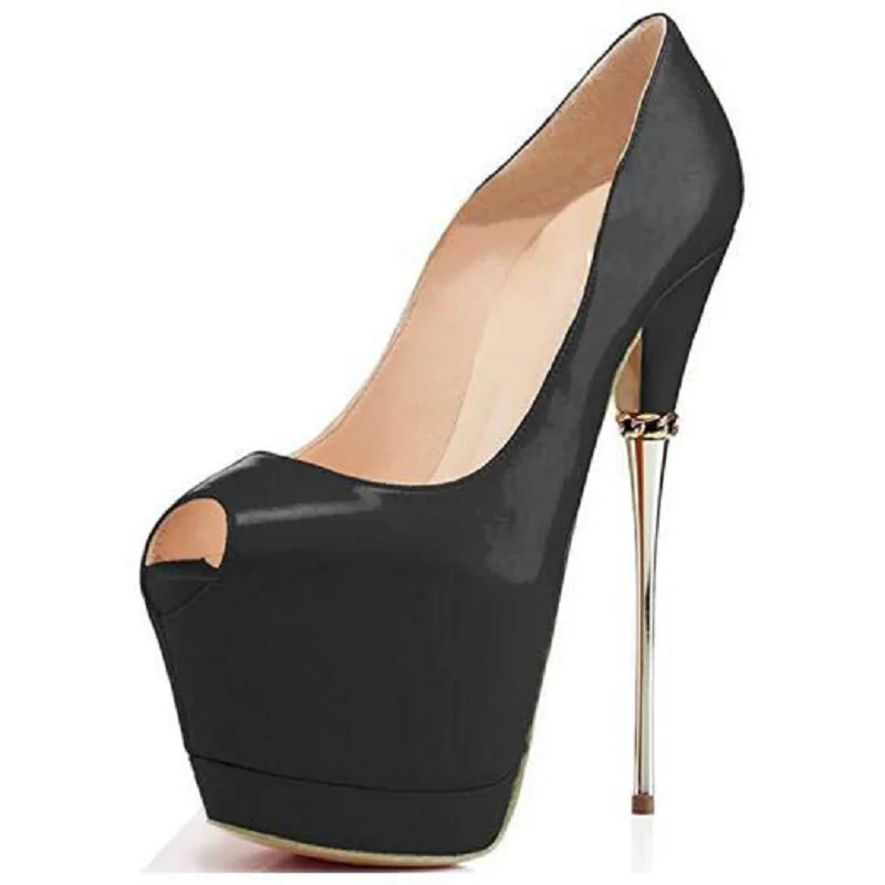 Оригинальные женские туфли лодочки модные с открытым носком на металлической