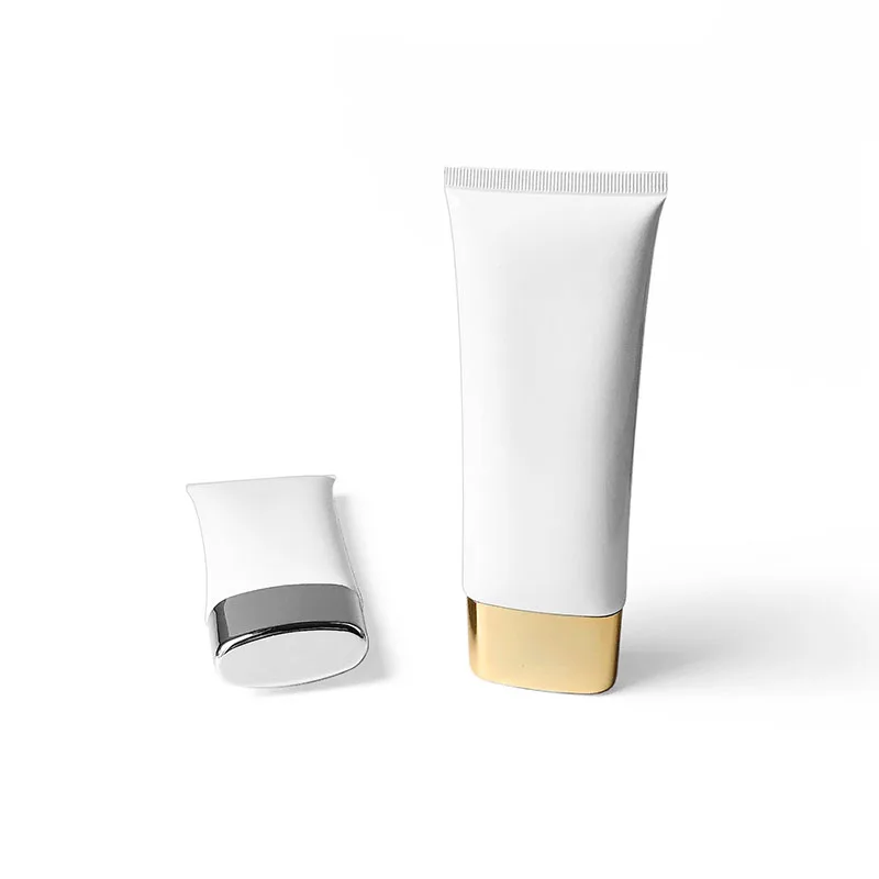 100G 50PCS Empty White Flat Soft Lotion Cream Cosmetic Tube 100ML Cream Squeeze Plastic Bottle, Travel Hand Cream Tube Packaging