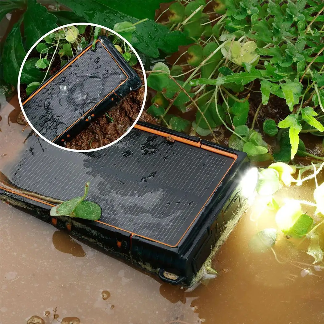 Водонепроницаемый Солнечный 30000mAh внешний аккумулятор зарядное устройство для