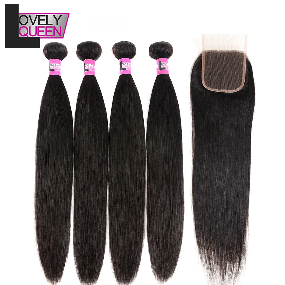 Прекрасные прямые королевские волосы 4 пряди с застежкой бразильские