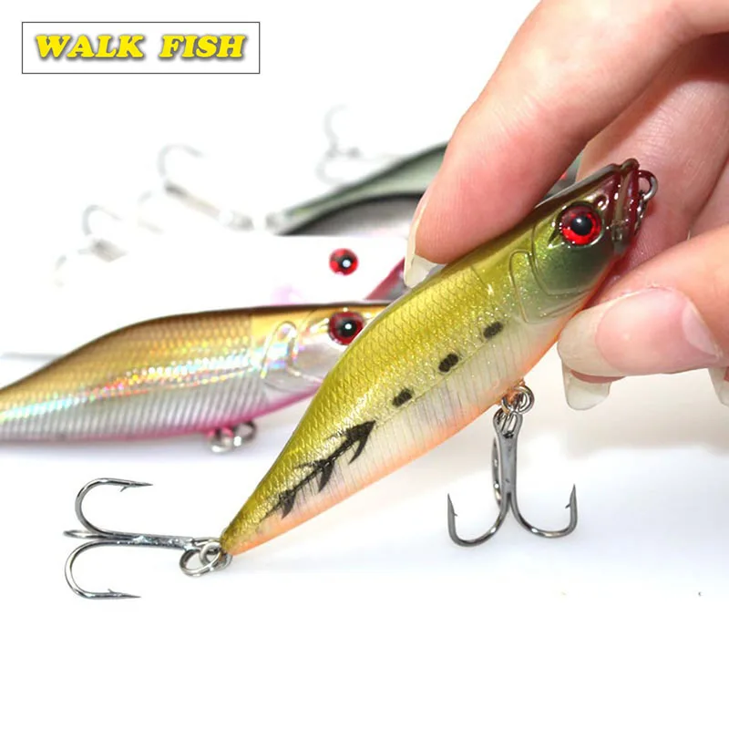 Ходить Рыба 1 шт. Поппер приманки с колючей рыболовные снасти 7 см 2g реалистичные 3D