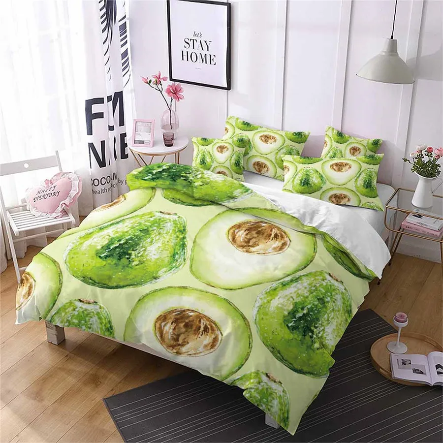 HELENGILI 3D Постельное белье фруктов авокадо печати пододеяльник набор похожая на