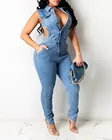 Женский джинсовый комбинезон без рукавов, узкий комбинезон из джинсовой ткани в европейском и американском стиле