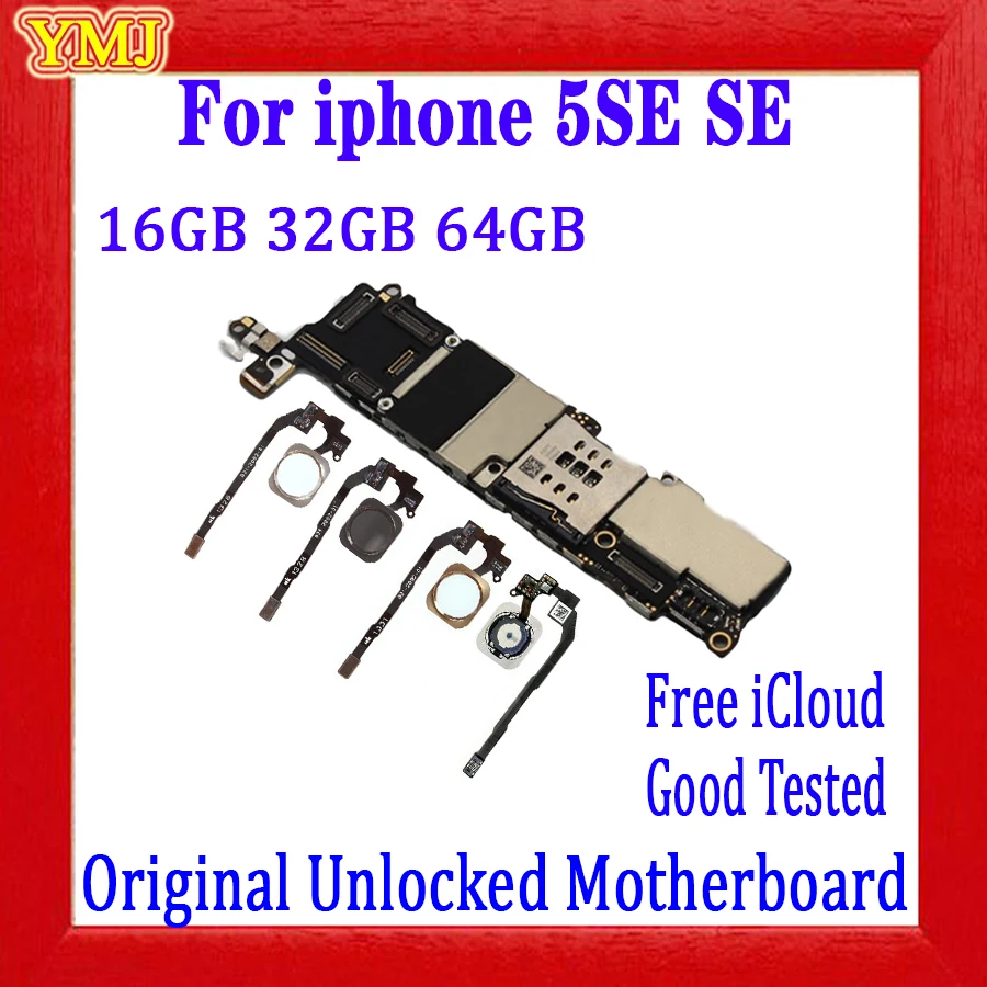 

16gb / 32gb / 64g Original icould unlocked motherboard for iphone 5SE SE Logic boards with Touch ID + IOS System MB plate