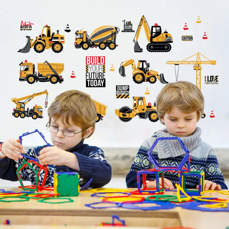 

Cartoon DIY wall stickers Transport cars Truck Digger wallpaper for Kids Rooms Home Decor Boys Room Decoration Art Wall Poster